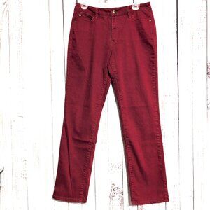 Santana Women's "Skinny Fit" Stretch Jeans 10x30.5 Deep Brick Red Pockets VGC